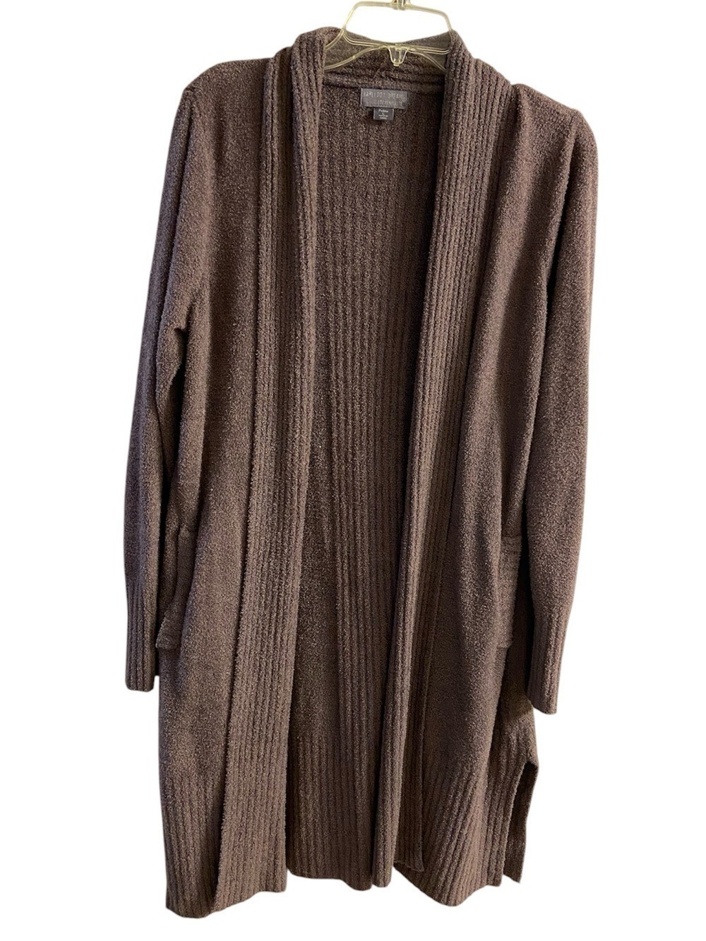 Barefoot Dreams Gray Brown Sweater Cardigan Open Front Large